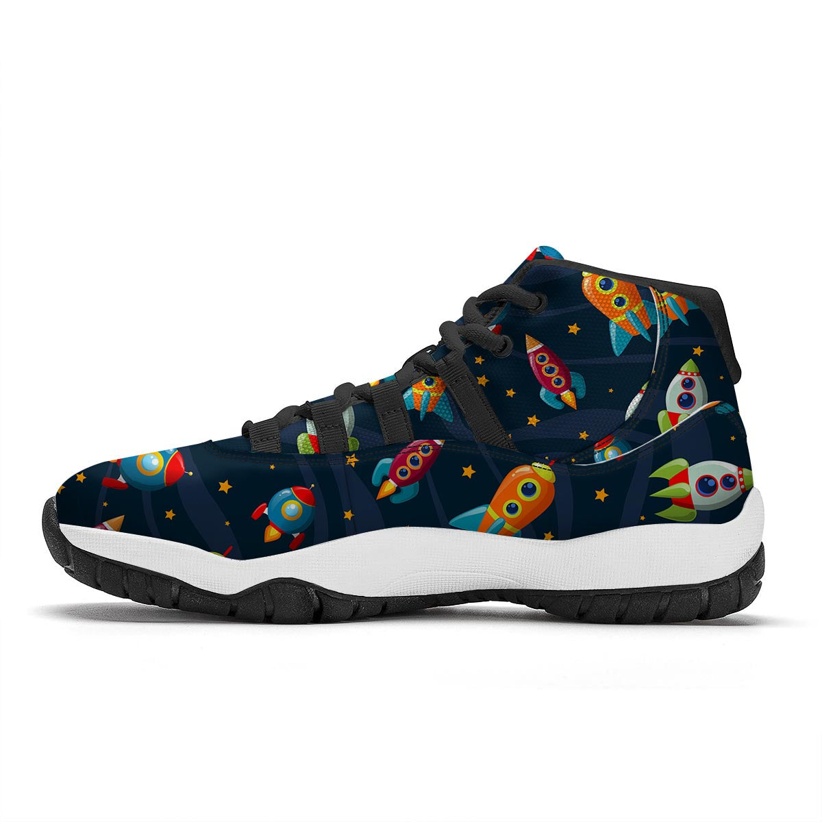 Rockets Space Print Pattern Black Bball Shoes-grizzshop