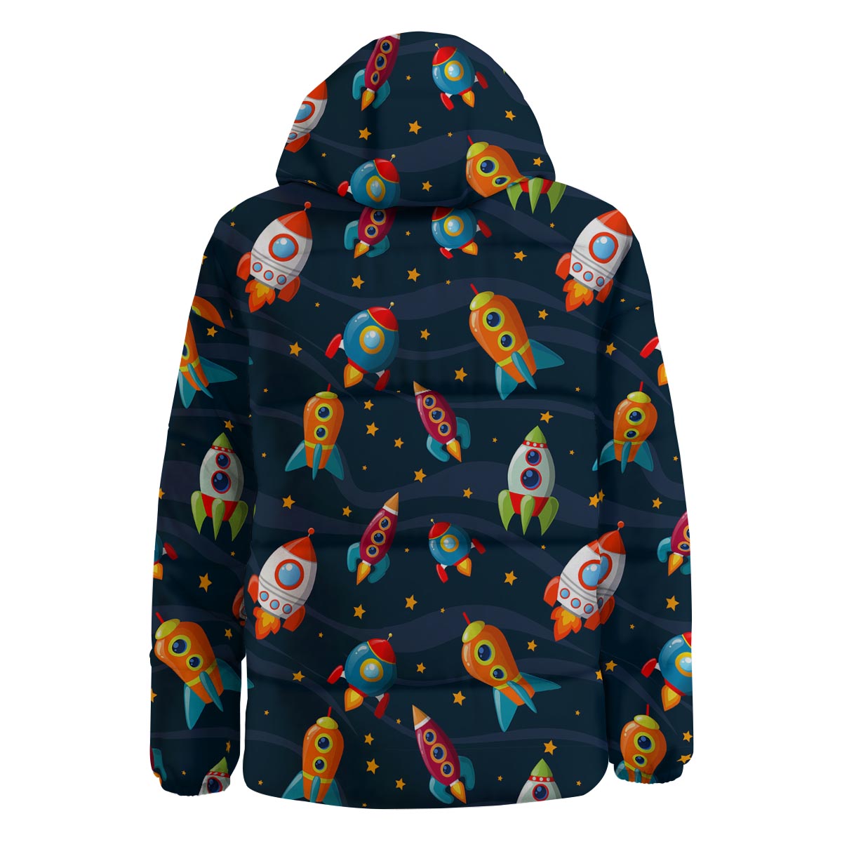 Rockets Space Print Pattern Down Jacket-grizzshop