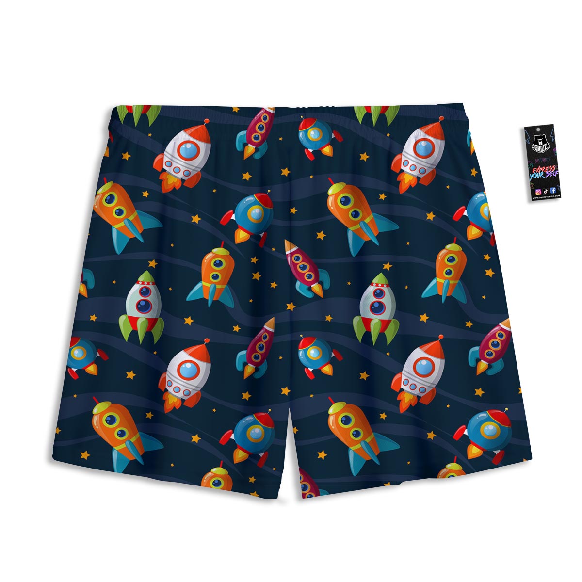 Rockets Space Print Pattern Mesh Shorts