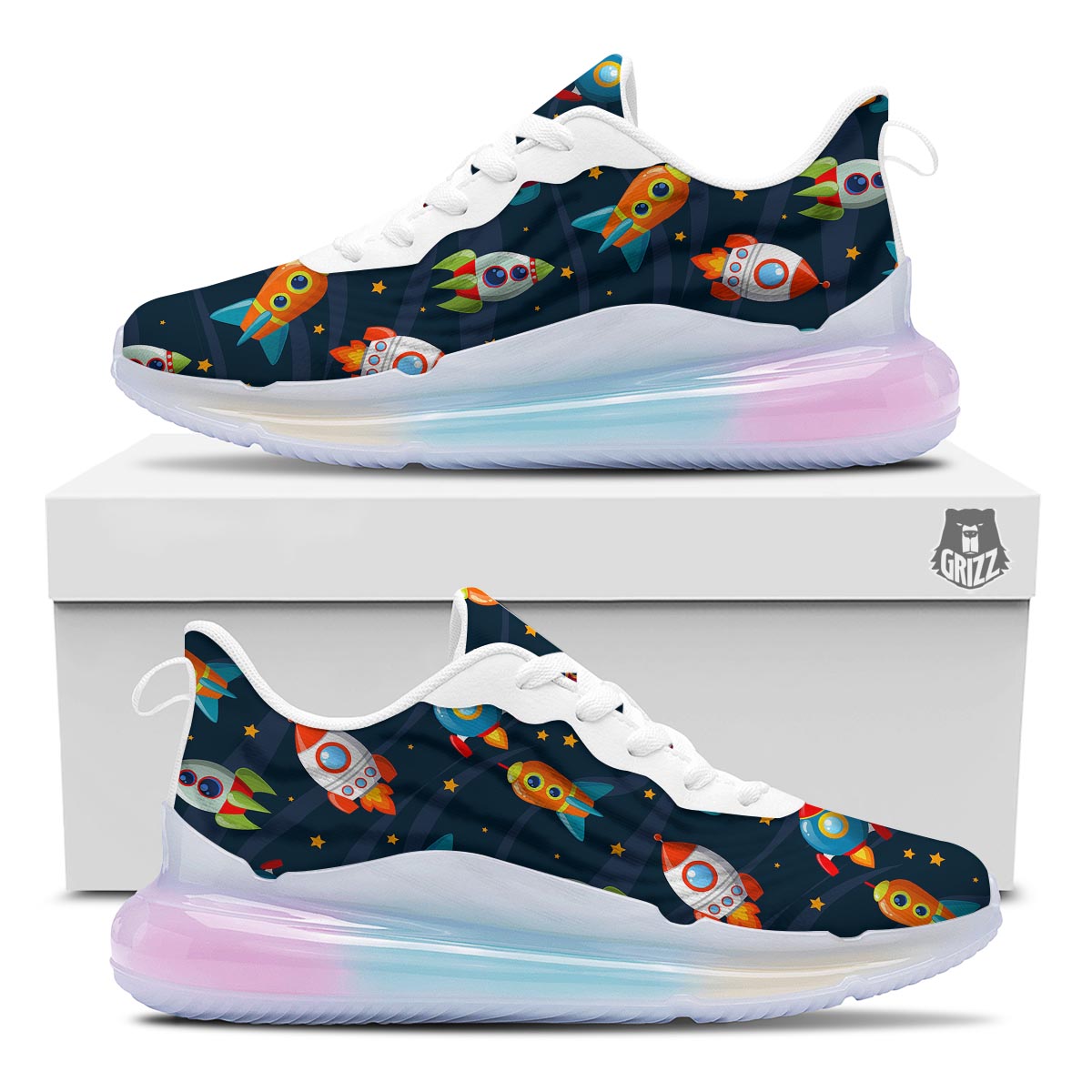 Rockets Space Print Pattern Running Sneakers-grizzshop