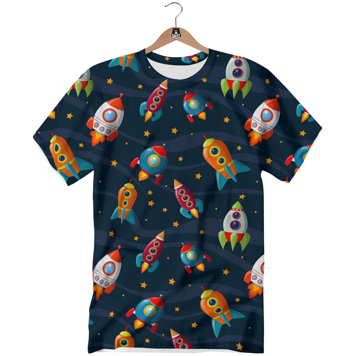 Rockets Space Print Pattern T-Shirt-grizzshop