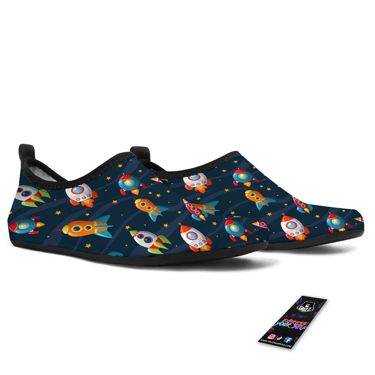 Rockets Space Print Pattern Water Shoes-grizzshop