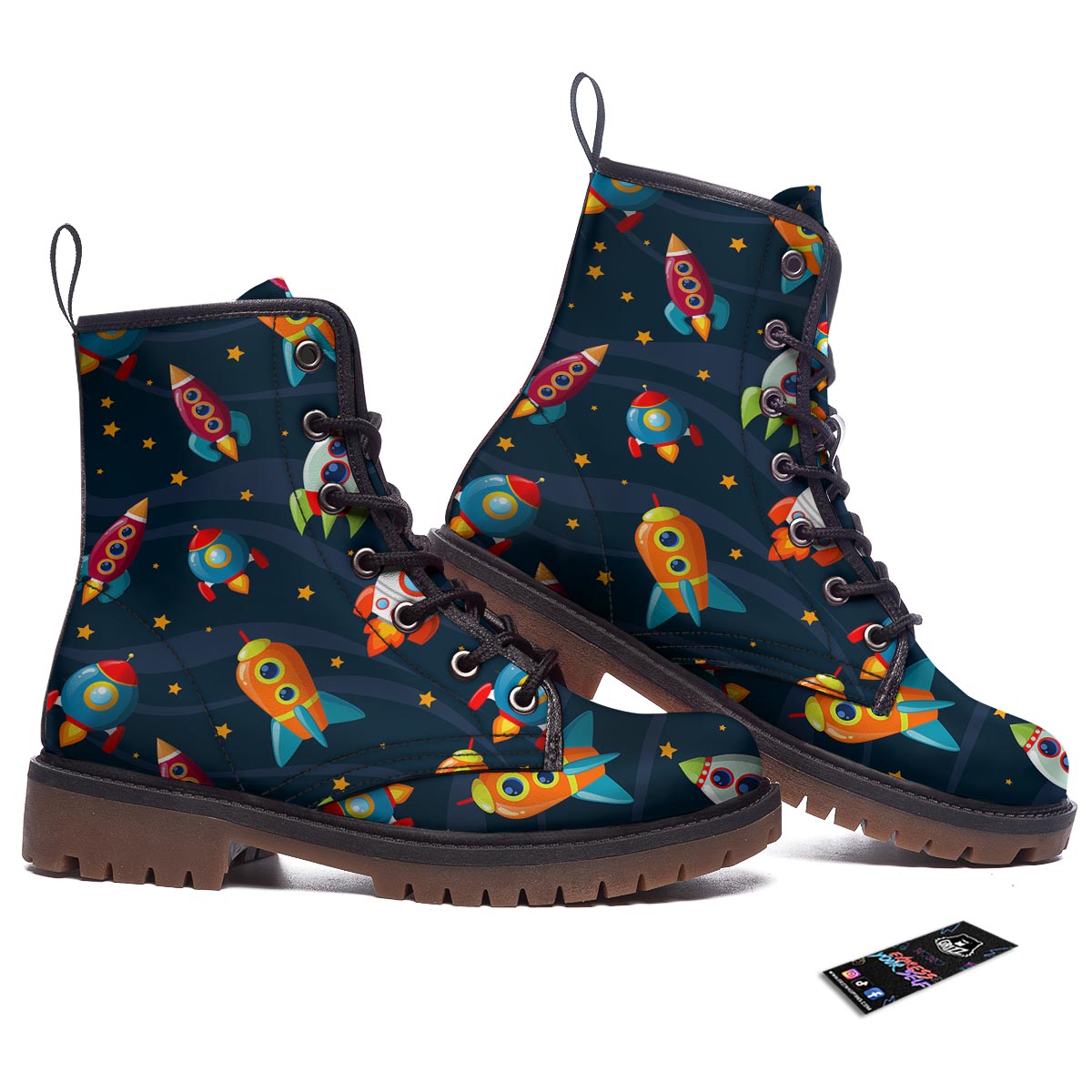 Rockets Space Print Pattern Work Boots-grizzshop
