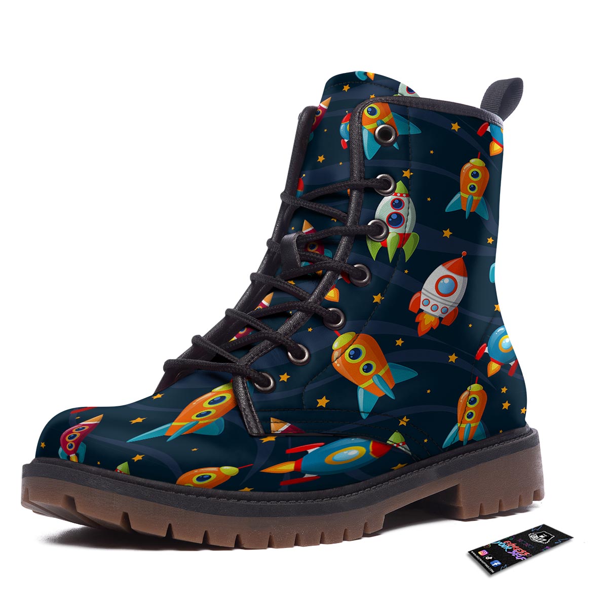 Rockets Space Print Pattern Work Boots-grizzshop