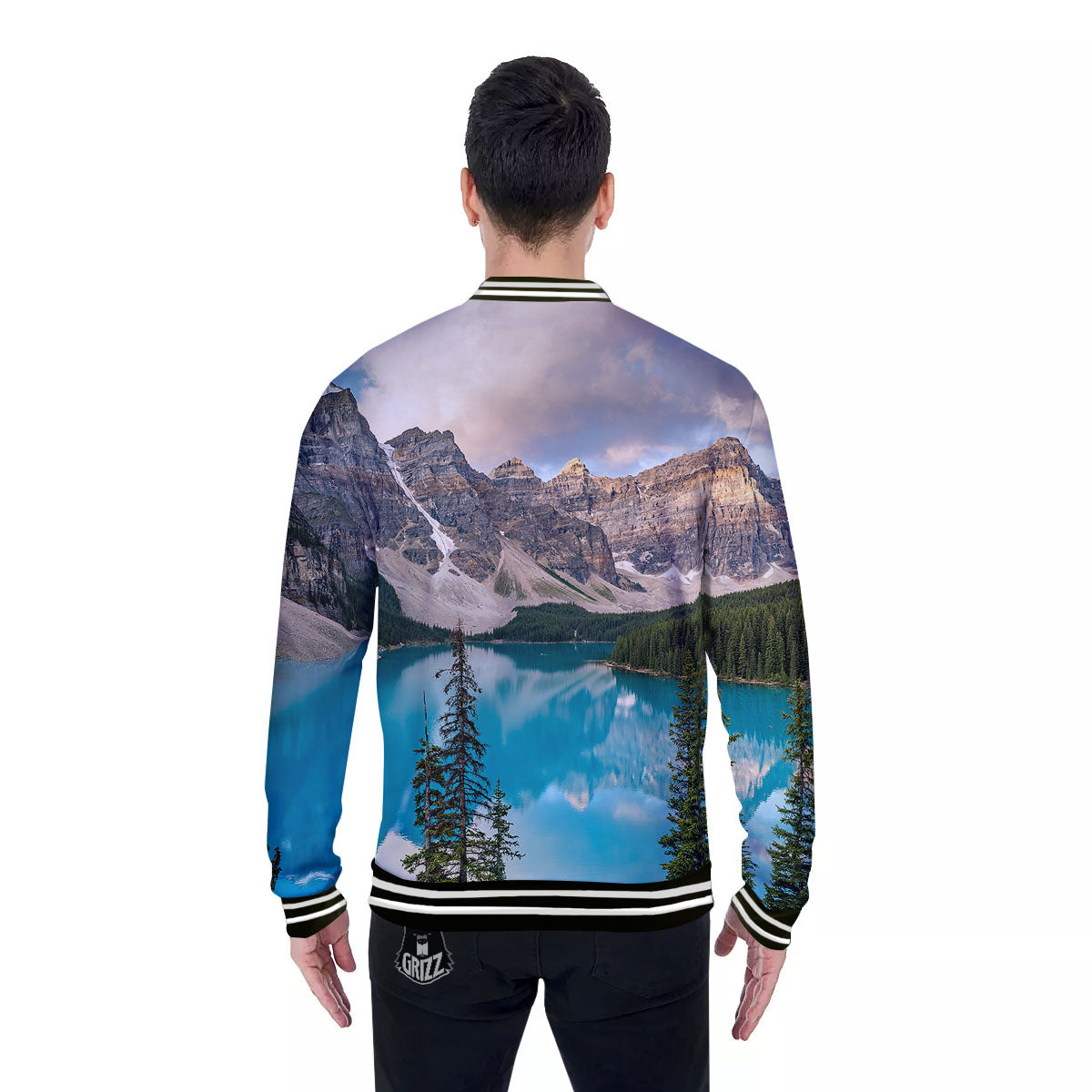 Rocky Mountain Print Baseball Jacket-grizzshop