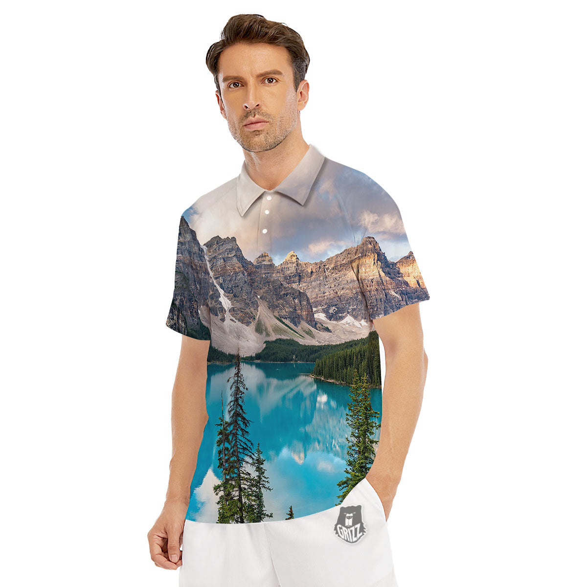 Rocky Mountain Print Men's Golf Shirts-grizzshop