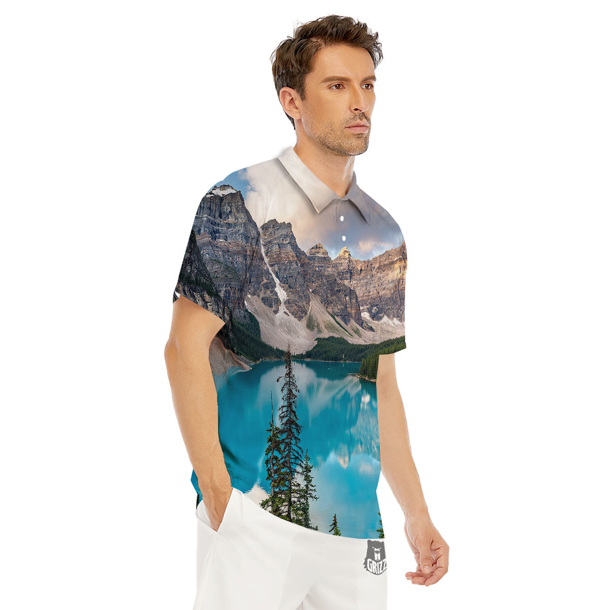 Rocky Mountain Print Men's Golf Shirts-grizzshop