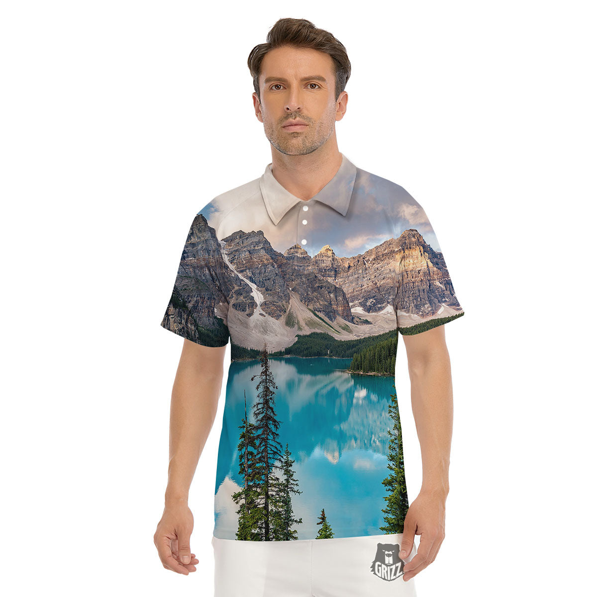 Rocky Mountain Print Men's Golf Shirts-grizzshop