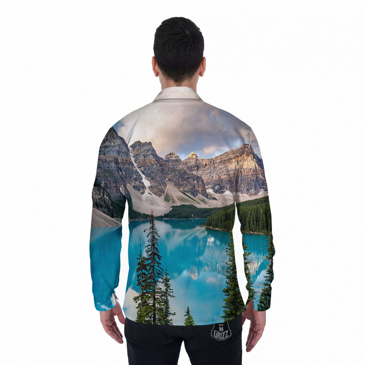 Rocky Mountain Print Men's Long Sleeve Shirts-grizzshop