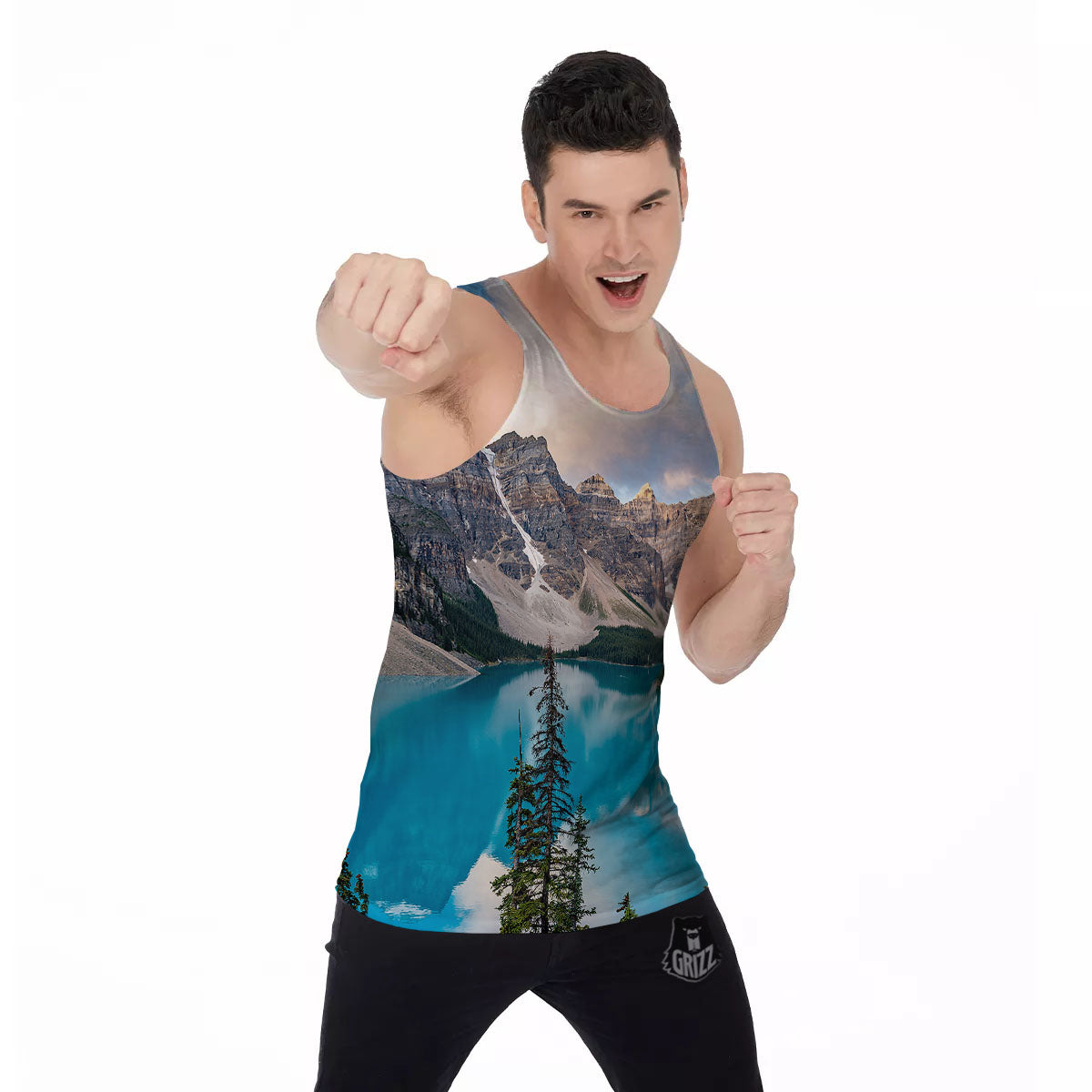 Rocky Mountain Print Men's Tank Top-grizzshop