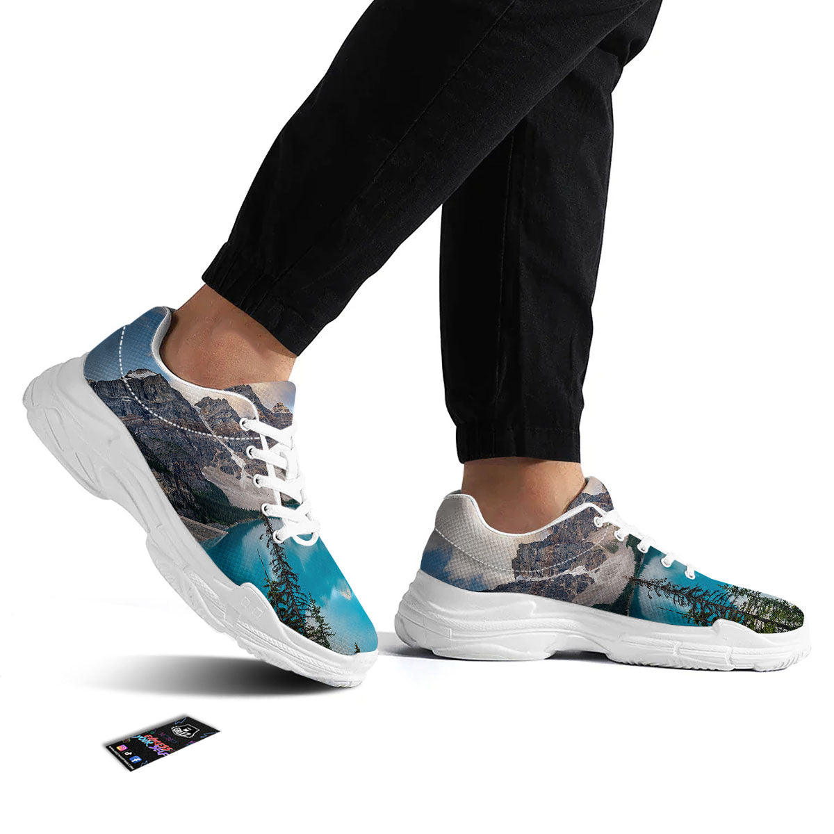 Rocky Mountain Print White Chunky Shoes-grizzshop