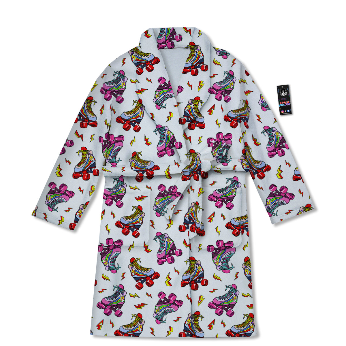 Roller Skates Lightning Print Pattern Bathrobe-grizzshop