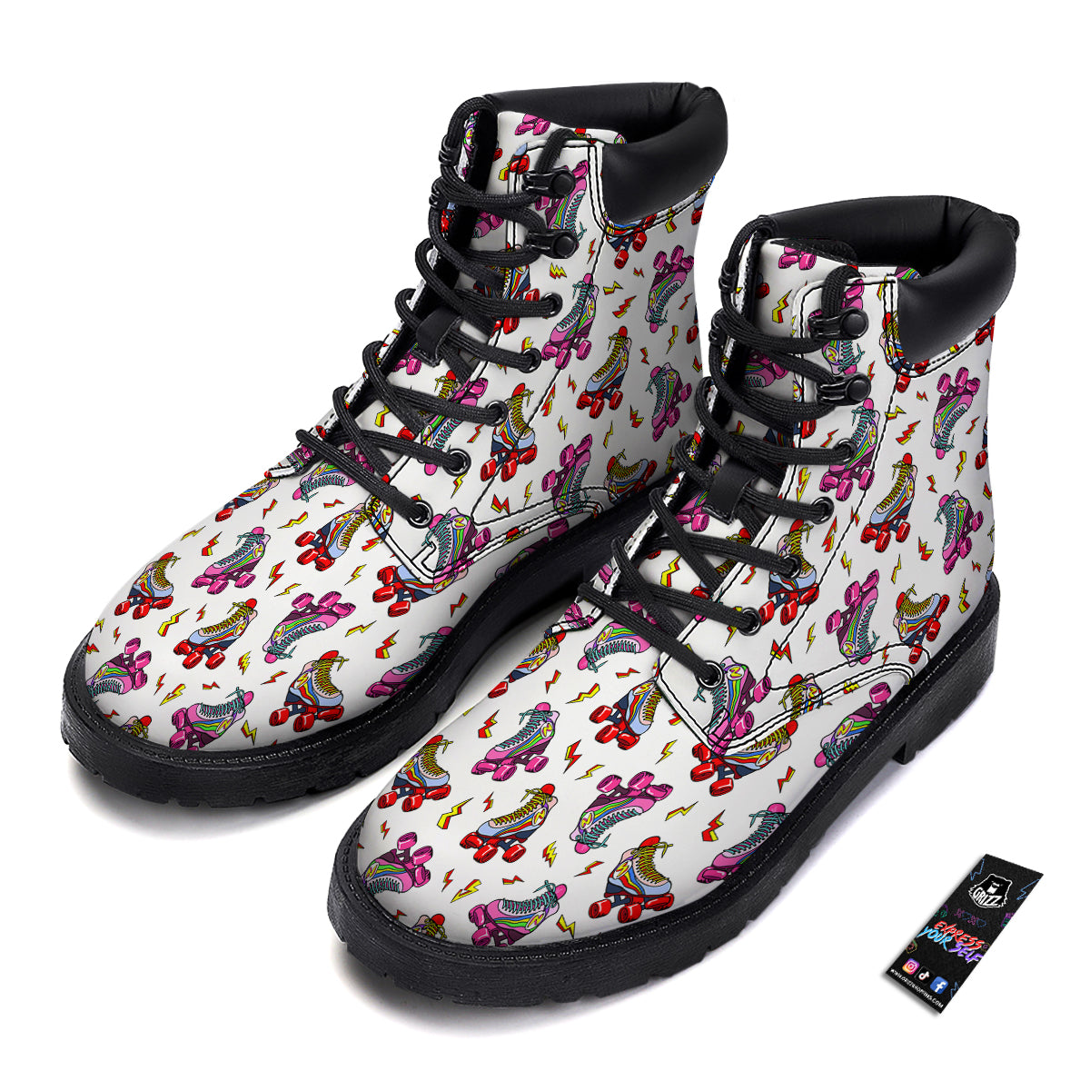 Roller Skates Lightning Print Pattern Boots-grizzshop