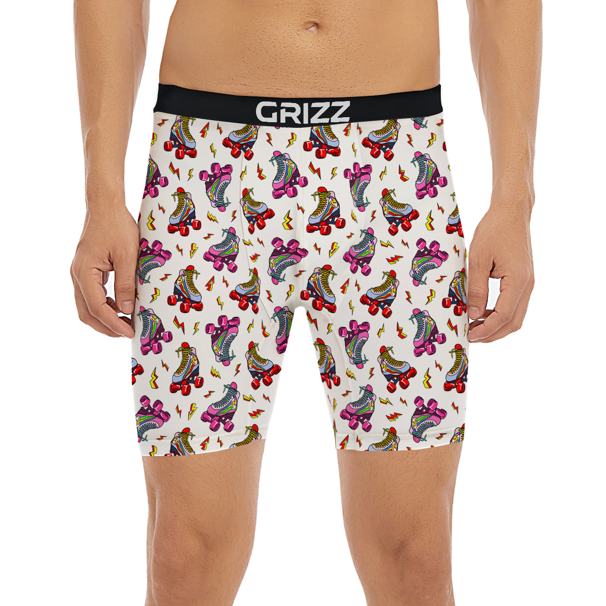 Roller Skates Lightning Print Pattern Boxer Briefs-grizzshop