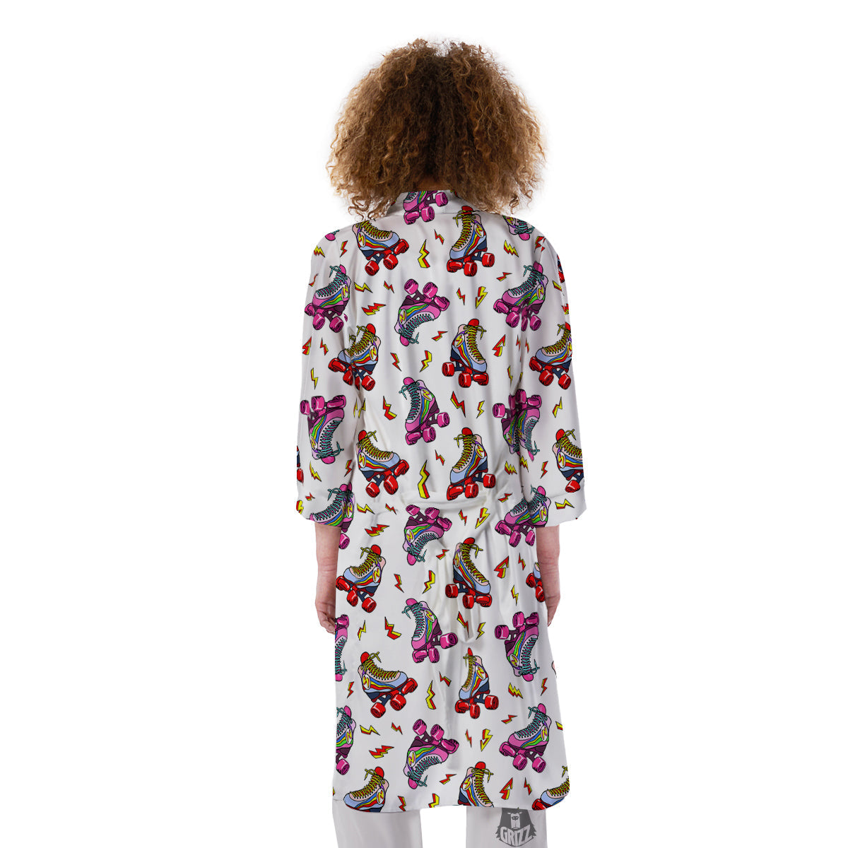 Roller Skates Lightning Print Pattern Kimono-grizzshop