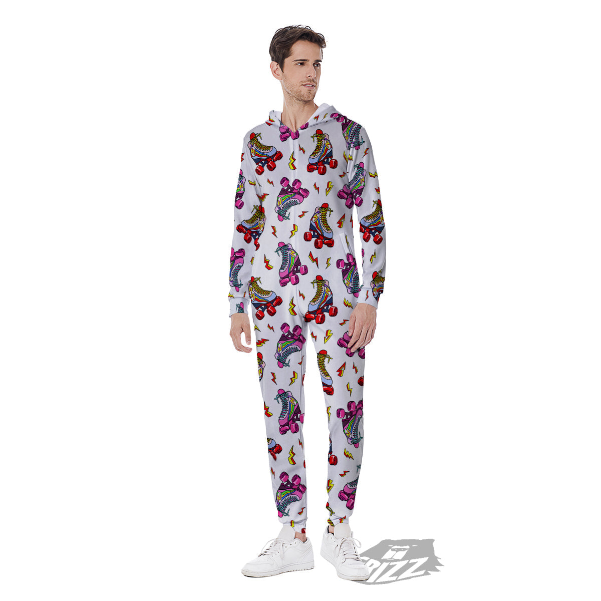 Roller Skates Lightning Print Pattern Men's Jumpsuit-grizzshop