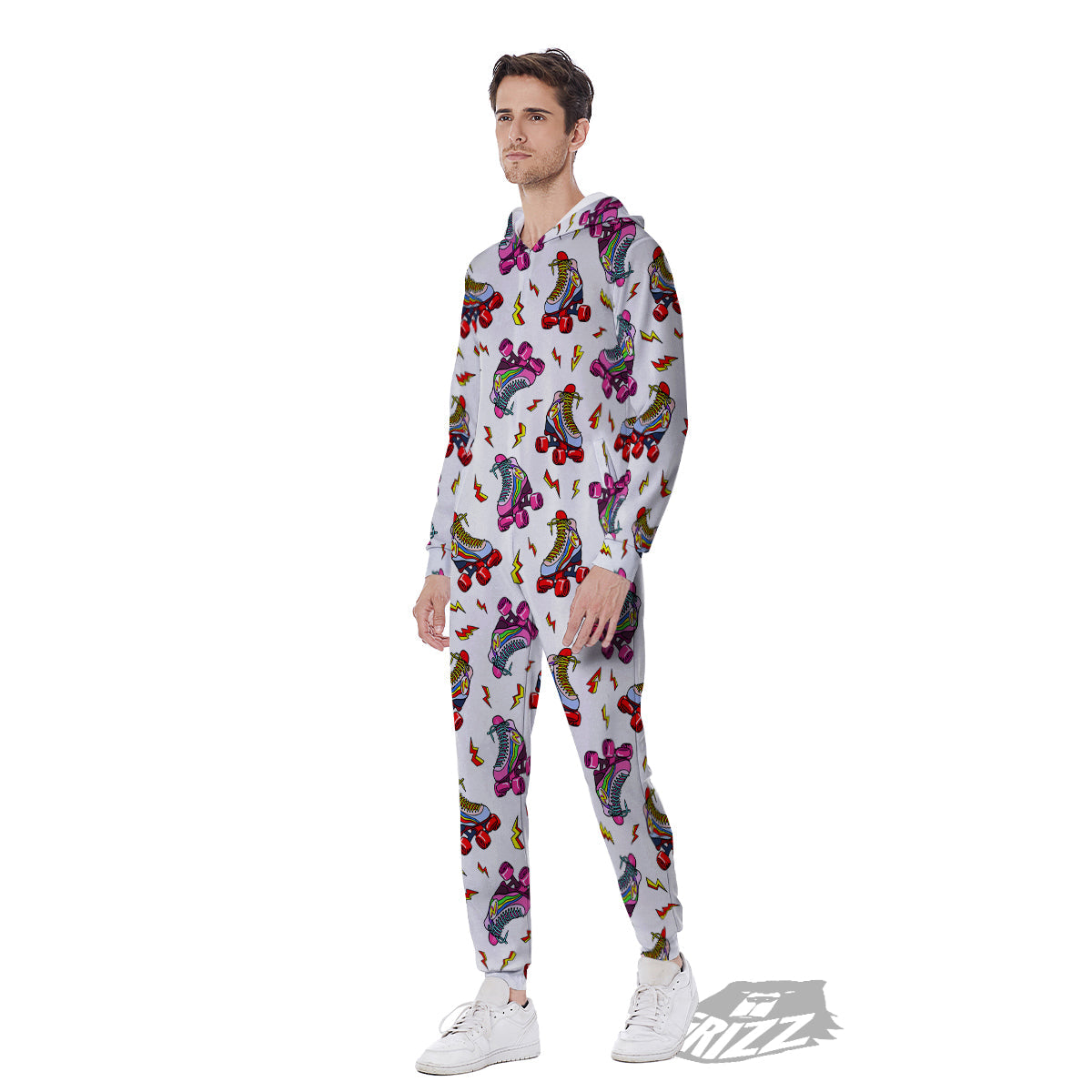 Roller Skates Lightning Print Pattern Men's Jumpsuit-grizzshop