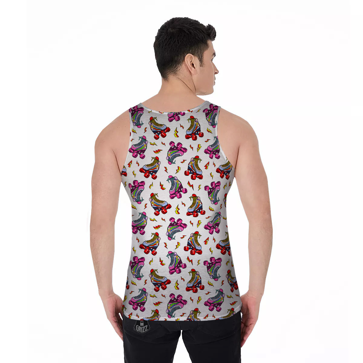 Roller Skates Lightning Print Pattern Men's Tank Top-grizzshop