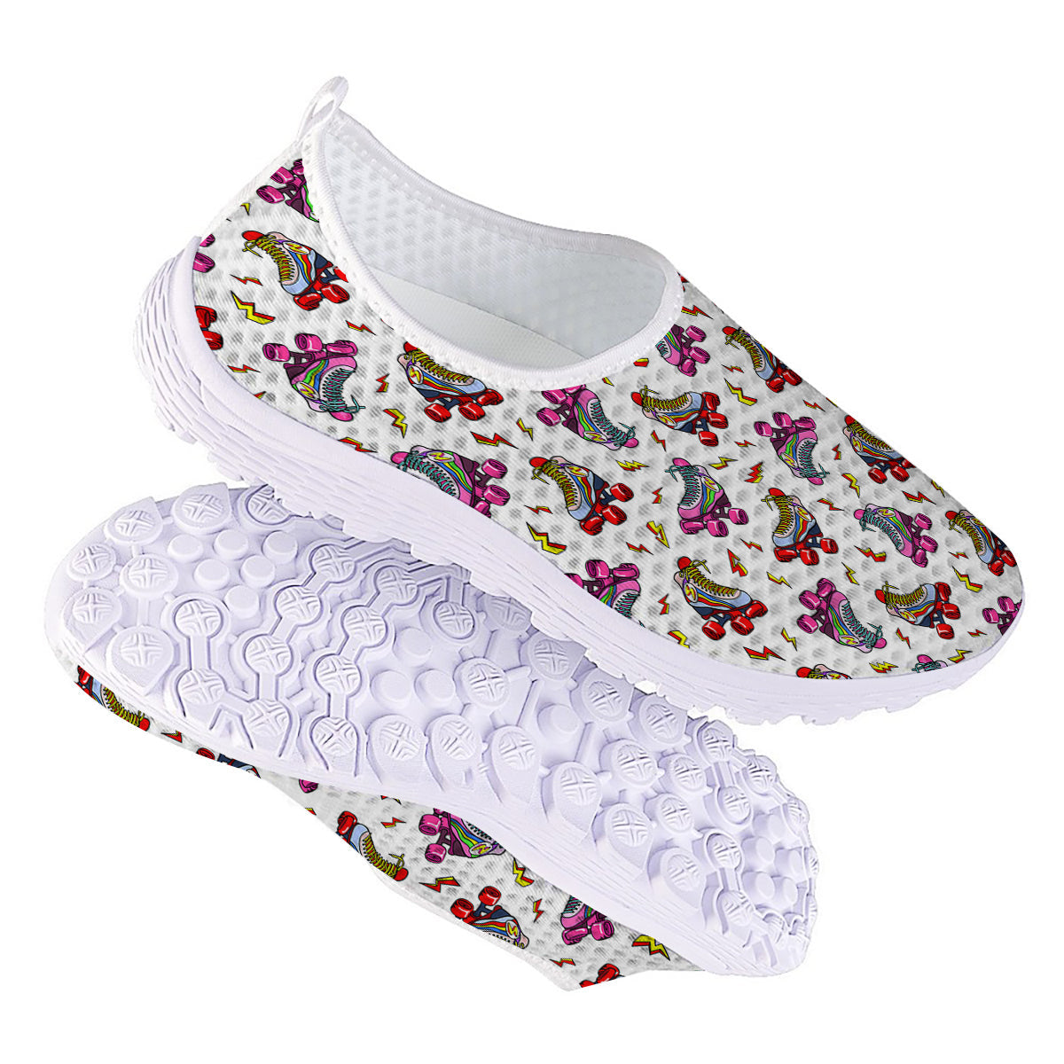Roller Skates Lightning Print Pattern Nurse Shoes-grizzshop