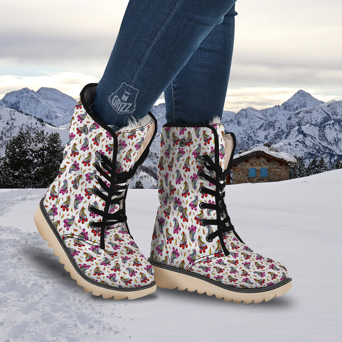 Roller Skates Lightning Print Pattern Snow Boots-grizzshop