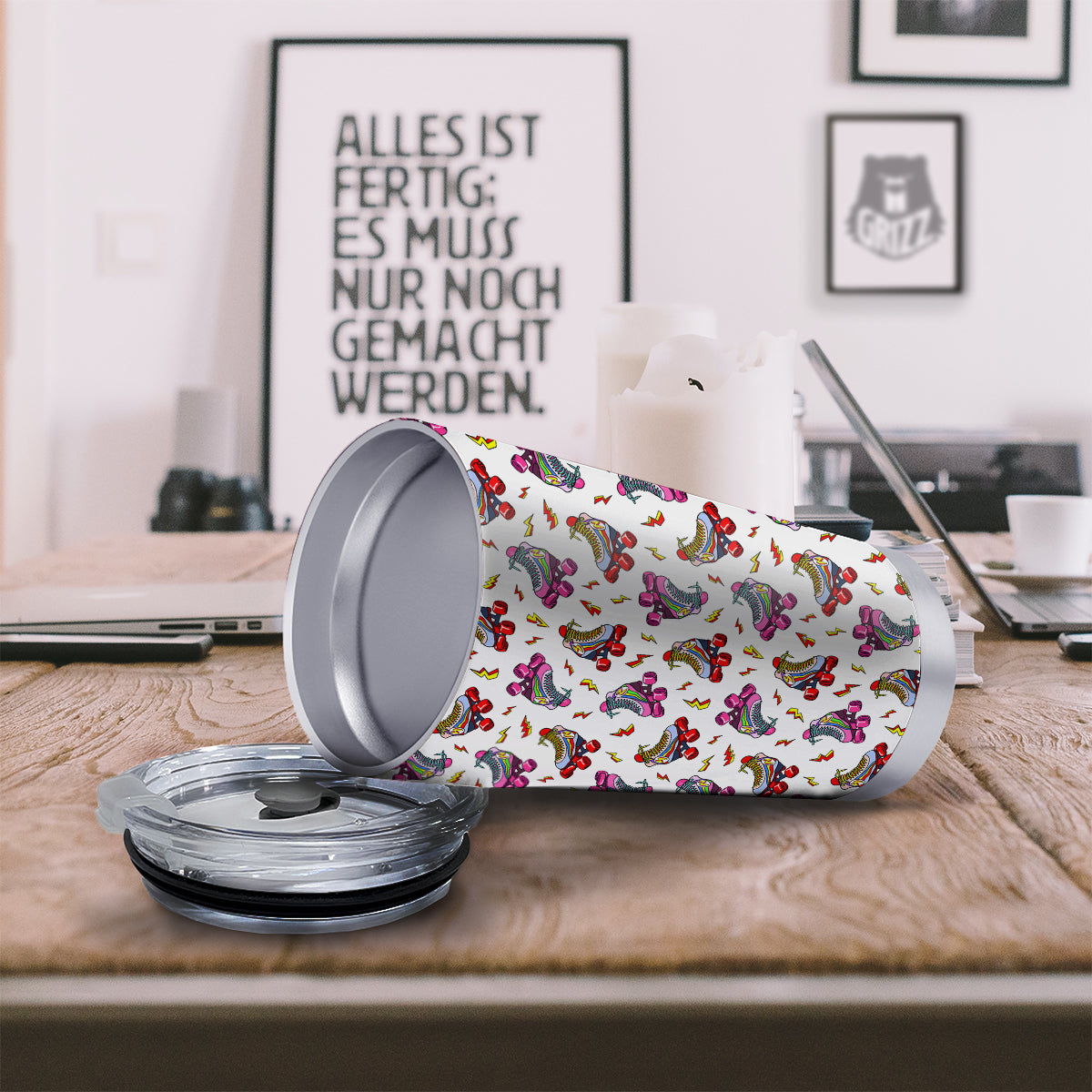 Roller Skates Lightning Print Pattern Tumbler-grizzshop