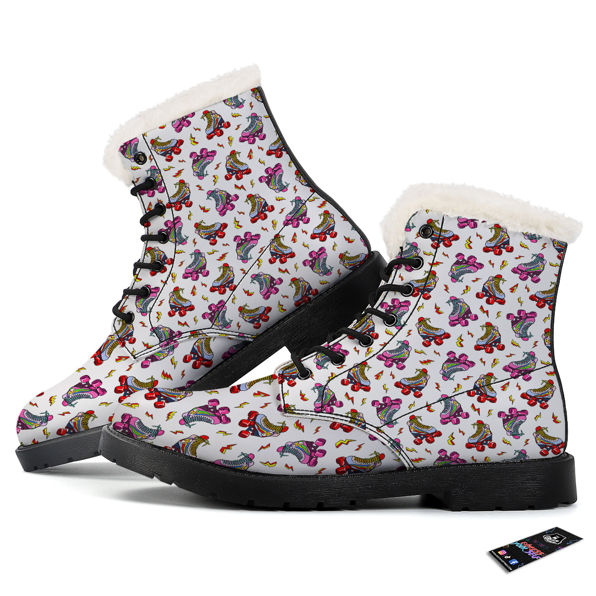 Roller Skates Lightning Print Pattern Winter Boots-grizzshop