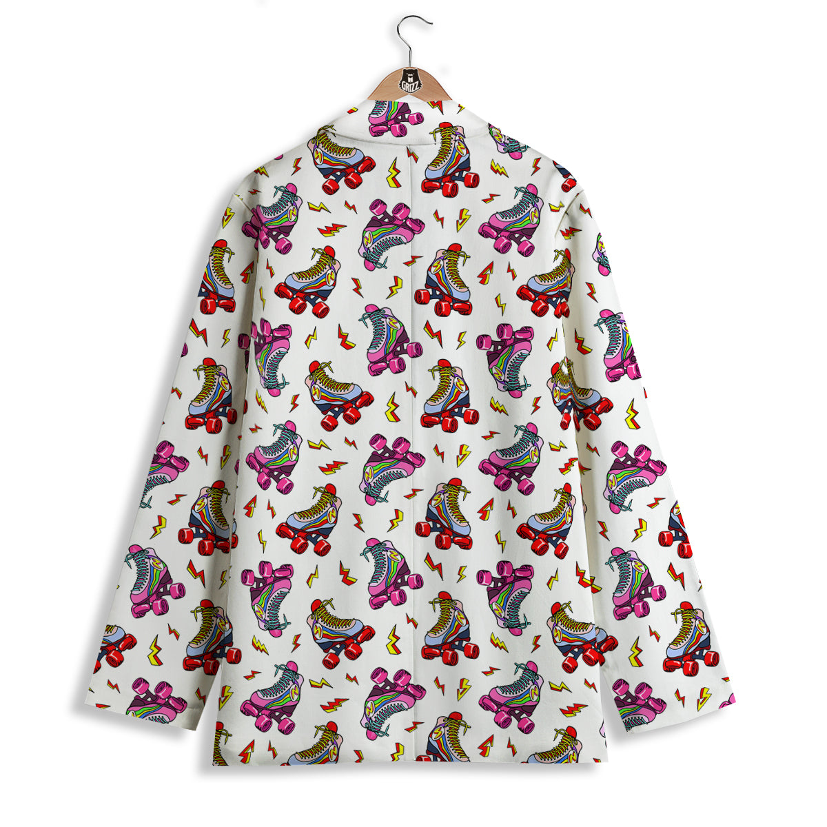 Roller Skates Lightning Print Pattern Women's Blazer-grizzshop