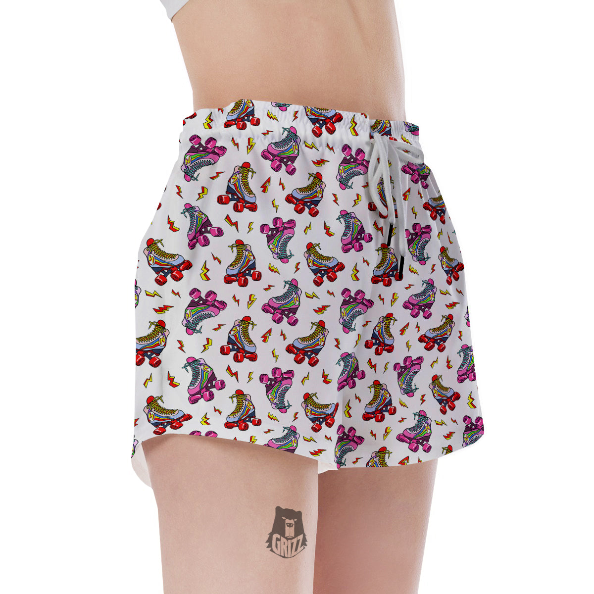 Roller Skates Lightning Print Pattern Women's Shorts-grizzshop