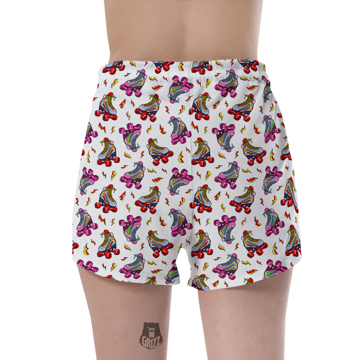 Roller Skates Lightning Print Pattern Women's Shorts-grizzshop