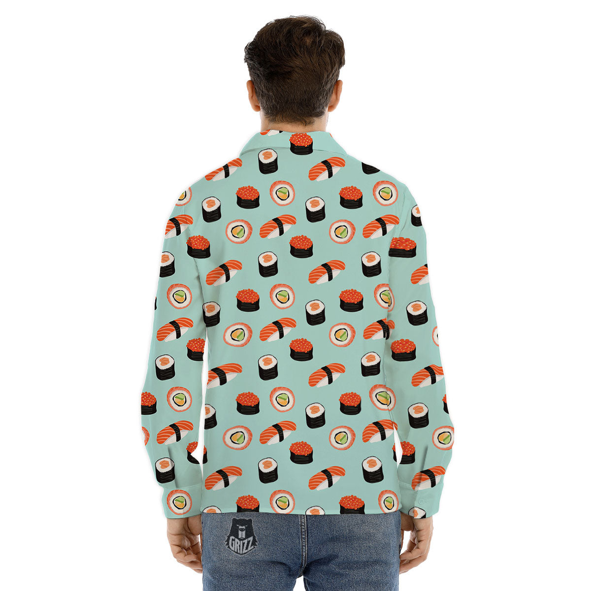 Rolls And Japanese Sushi Print Pattern Men's Dress Shirts-grizzshop