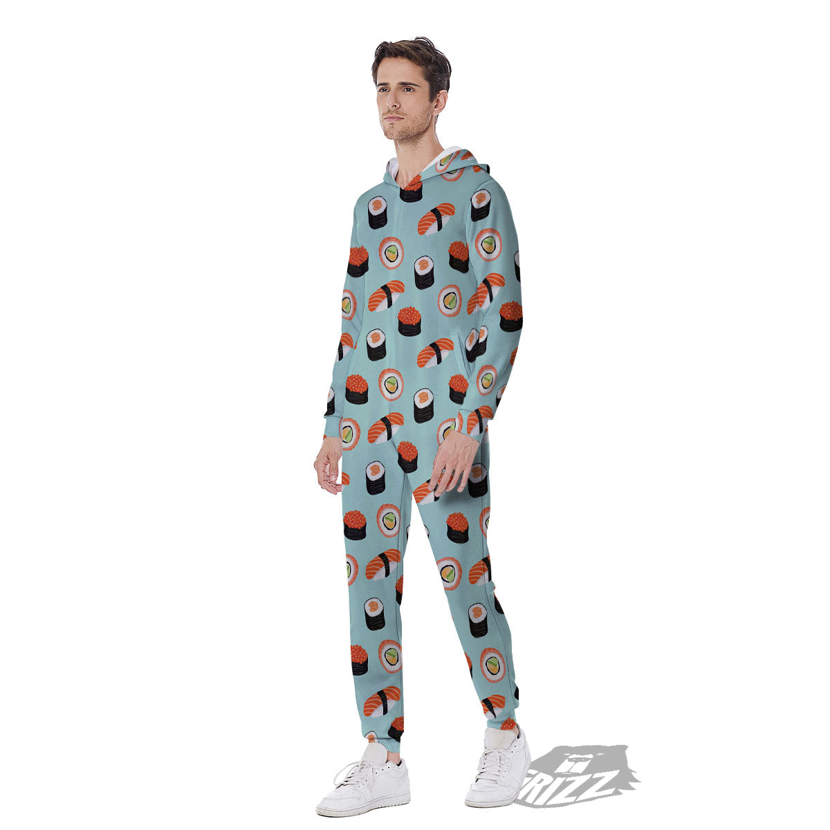 Rolls And Japanese Sushi Print Pattern Men's Jumpsuit-grizzshop