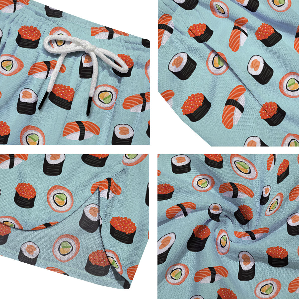Rolls And Japanese Sushi Print Pattern Men's Running Shorts-grizzshop