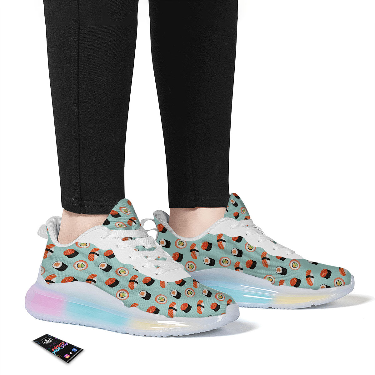 Rolls And Japanese Sushi Print Pattern Running Sneakers-grizzshop