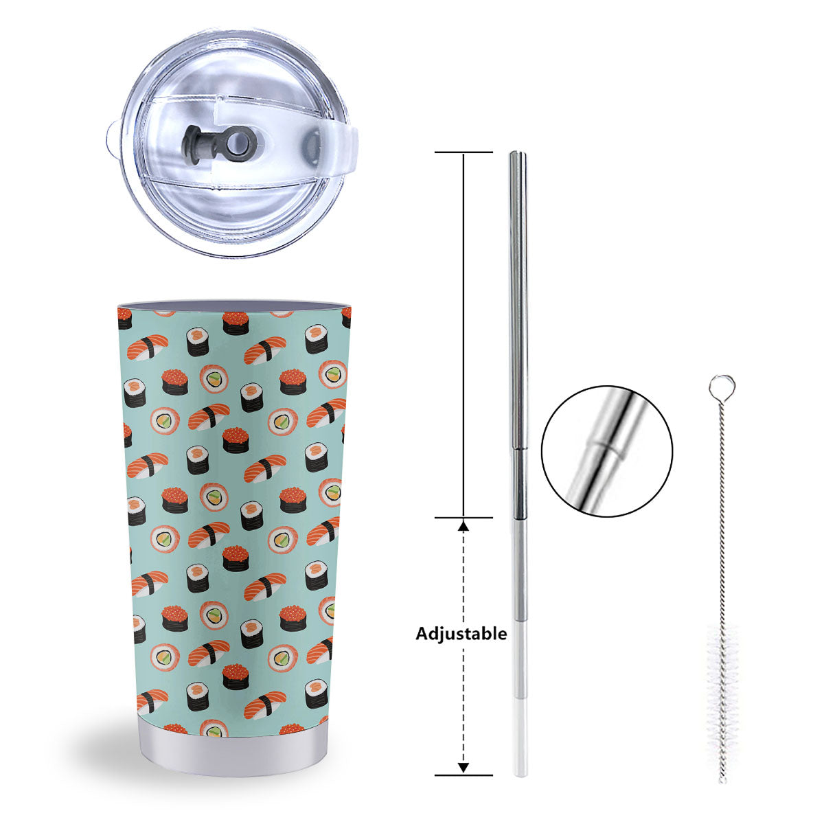Rolls And Japanese Sushi Print Pattern Tumbler-grizzshop