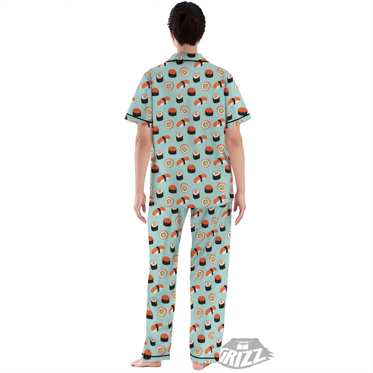 Rolls And Japanese Sushi Print Pattern Women's Pajamas Set-grizzshop