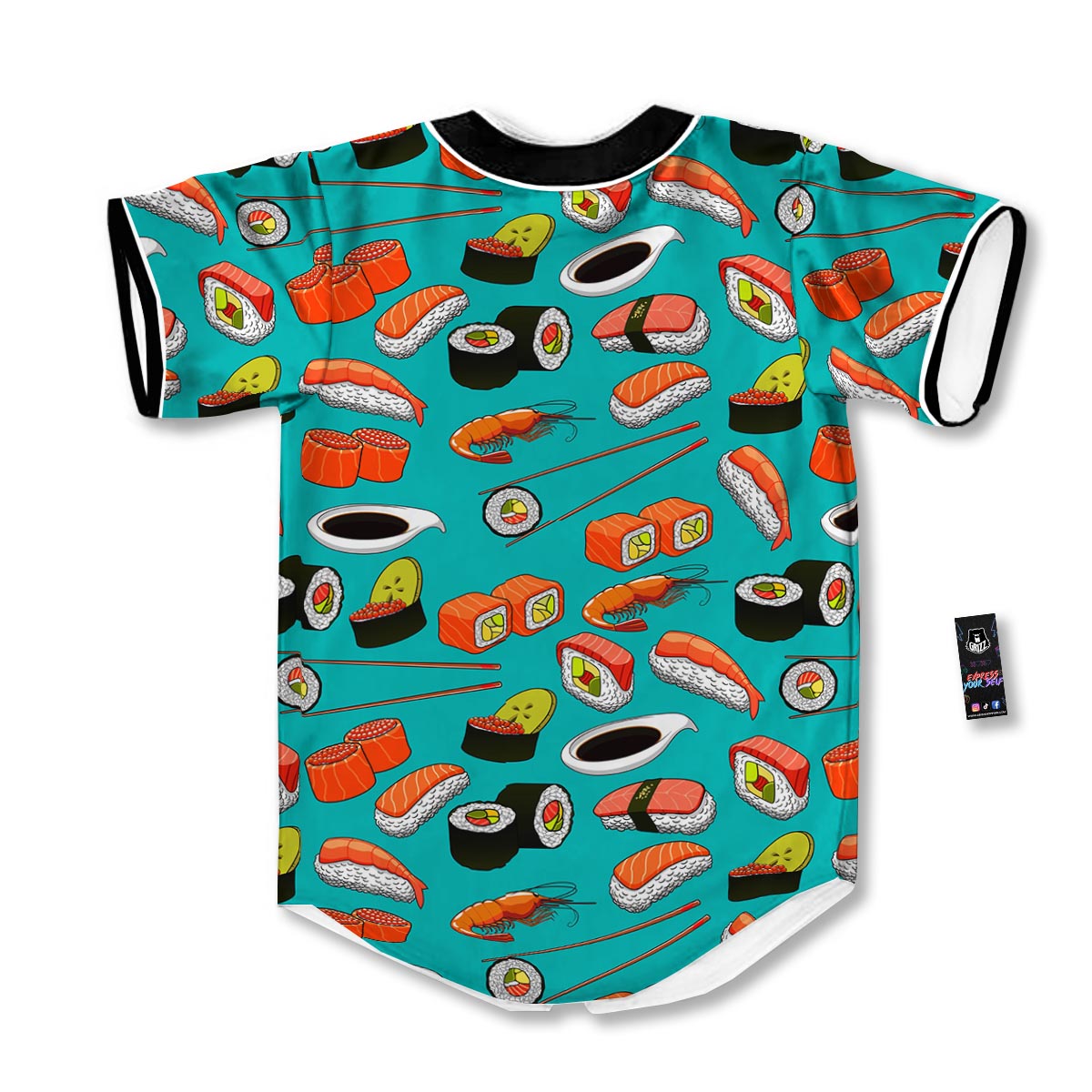 Rolls And Salmon Sushi Print Pattern Baseball Jersey-grizzshop