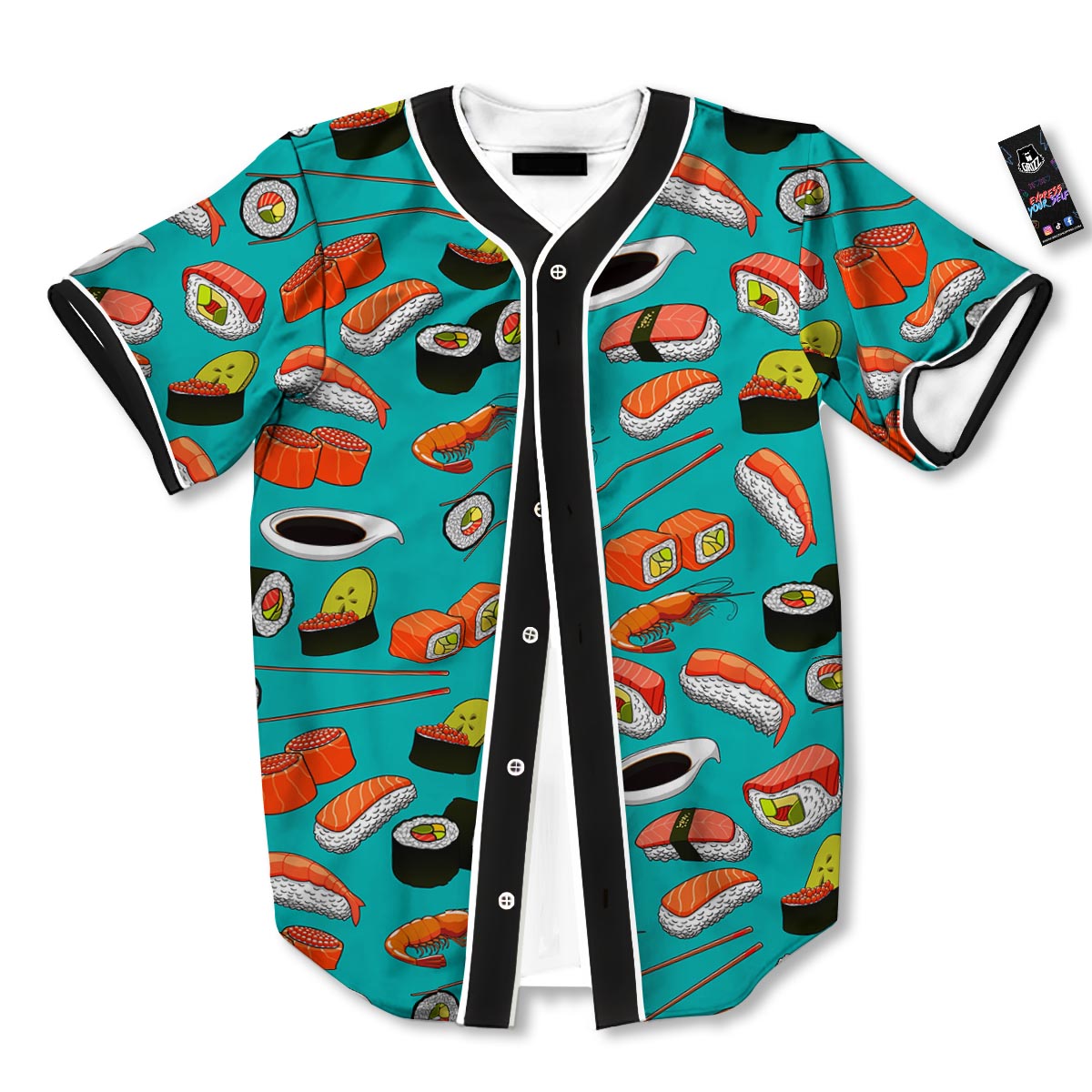 Rolls And Salmon Sushi Print Pattern Baseball Jersey-grizzshop