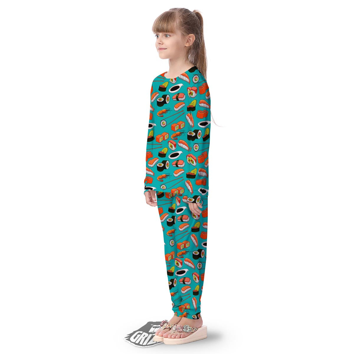 Rolls And Salmon Sushi Print Pattern Kid's Pajamas-grizzshop