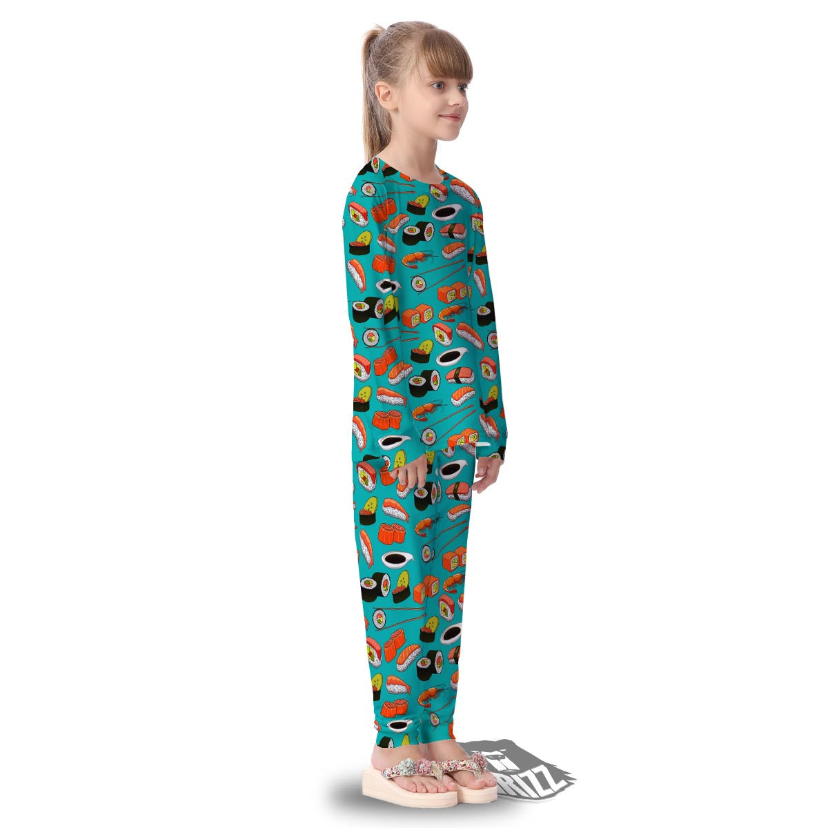 Rolls And Salmon Sushi Print Pattern Kid's Pajamas-grizzshop