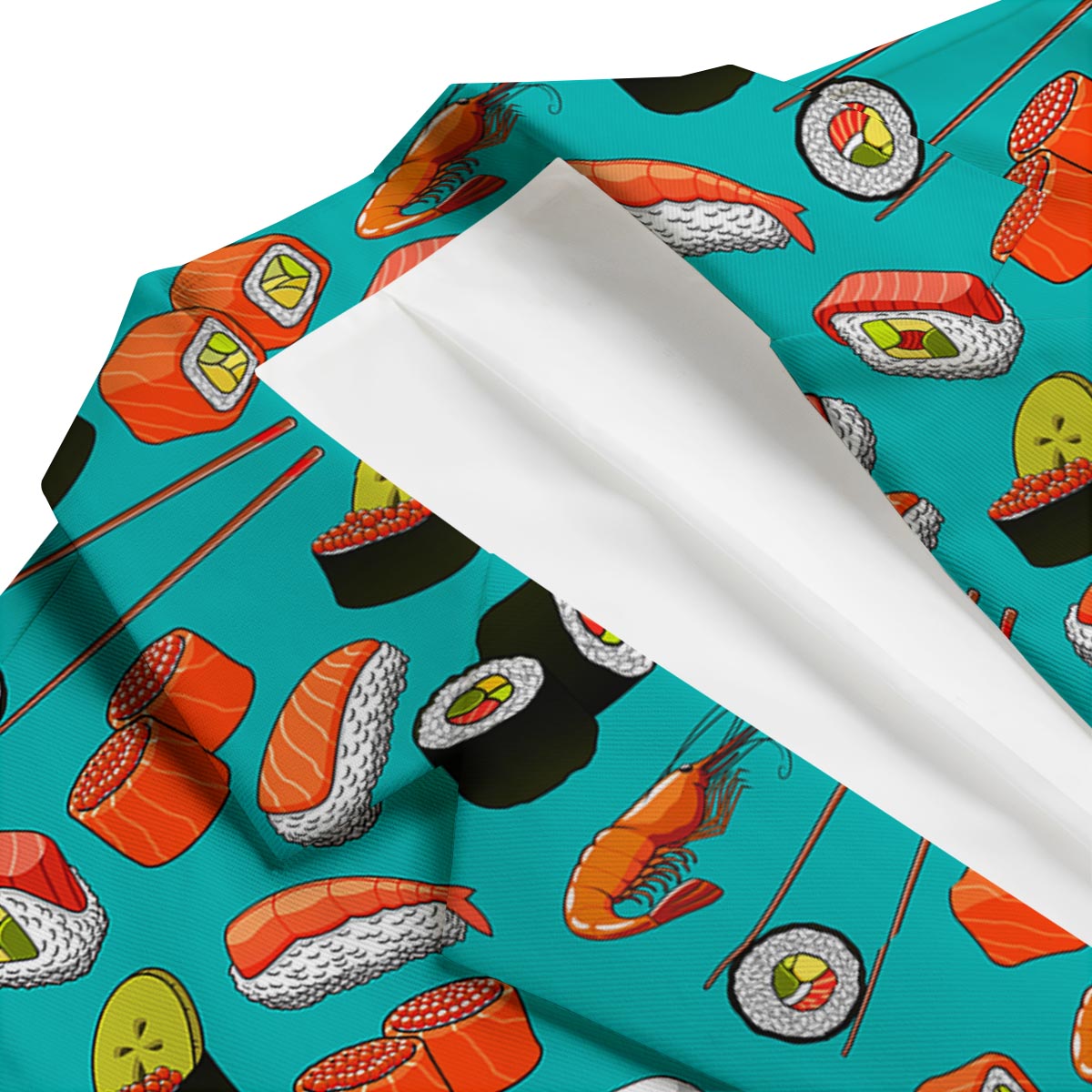 Rolls And Salmon Sushi Print Pattern Men's Blazer-grizzshop