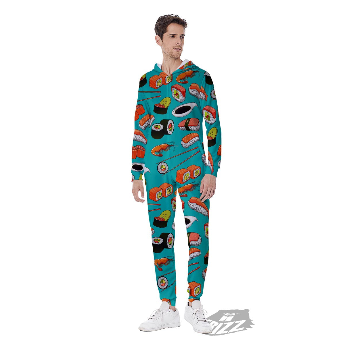 Rolls And Salmon Sushi Print Pattern Men's Jumpsuit-grizzshop