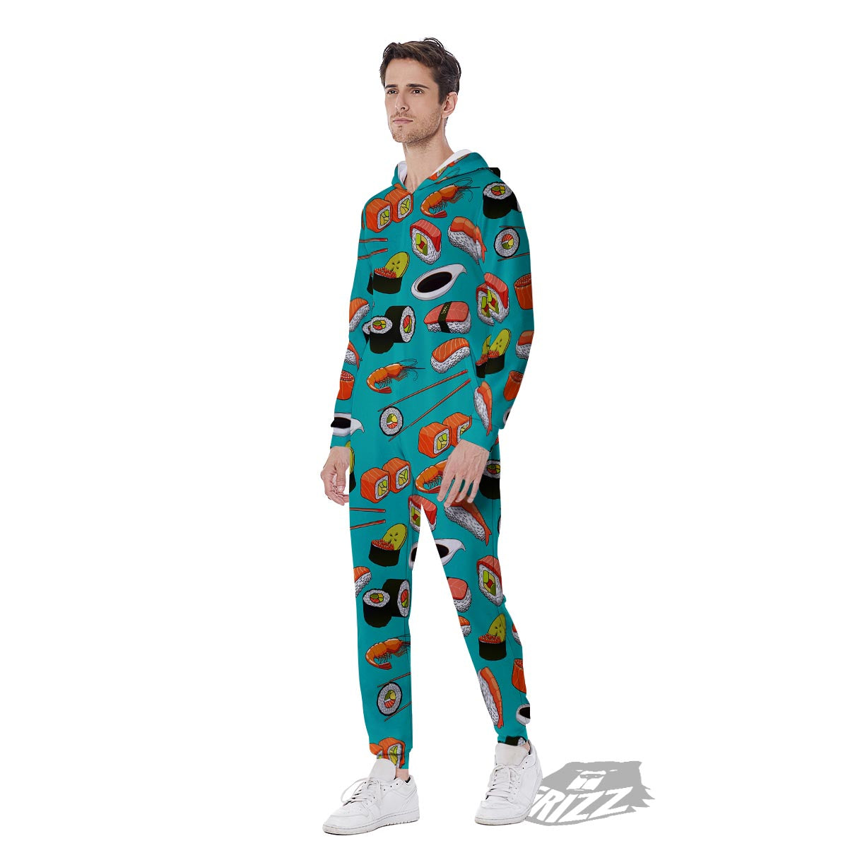 Rolls And Salmon Sushi Print Pattern Men's Jumpsuit-grizzshop