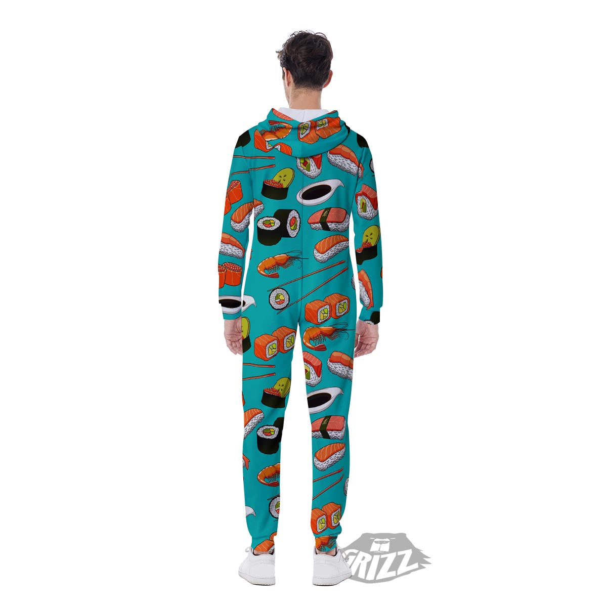 Rolls And Salmon Sushi Print Pattern Men's Jumpsuit-grizzshop