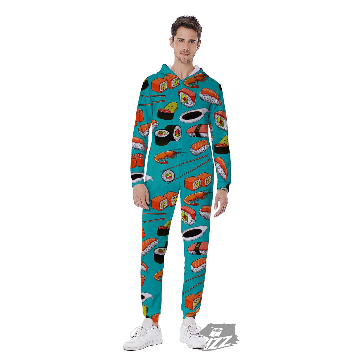 Rolls And Salmon Sushi Print Pattern Men's Jumpsuit-grizzshop