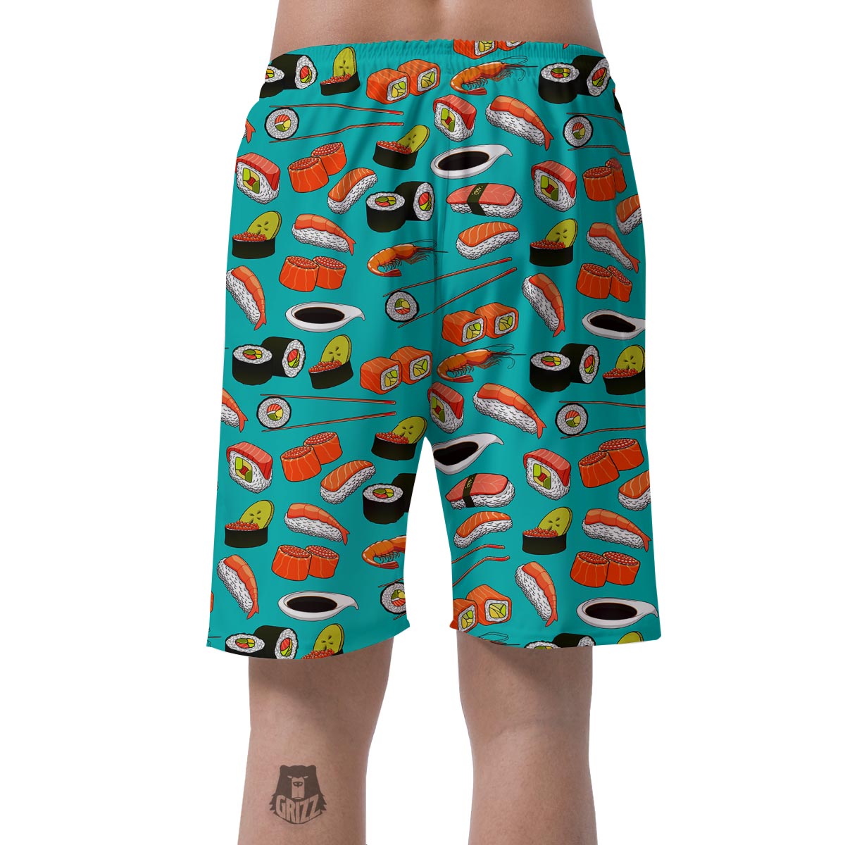 Rolls And Salmon Sushi Print Pattern Men's Shorts-grizzshop