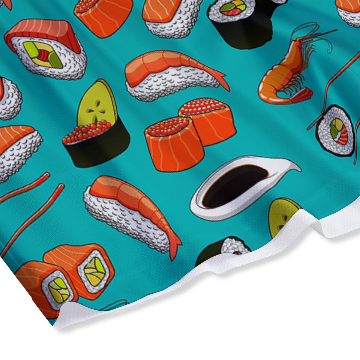Rolls And Salmon Sushi Print Pattern Mesh Shorts