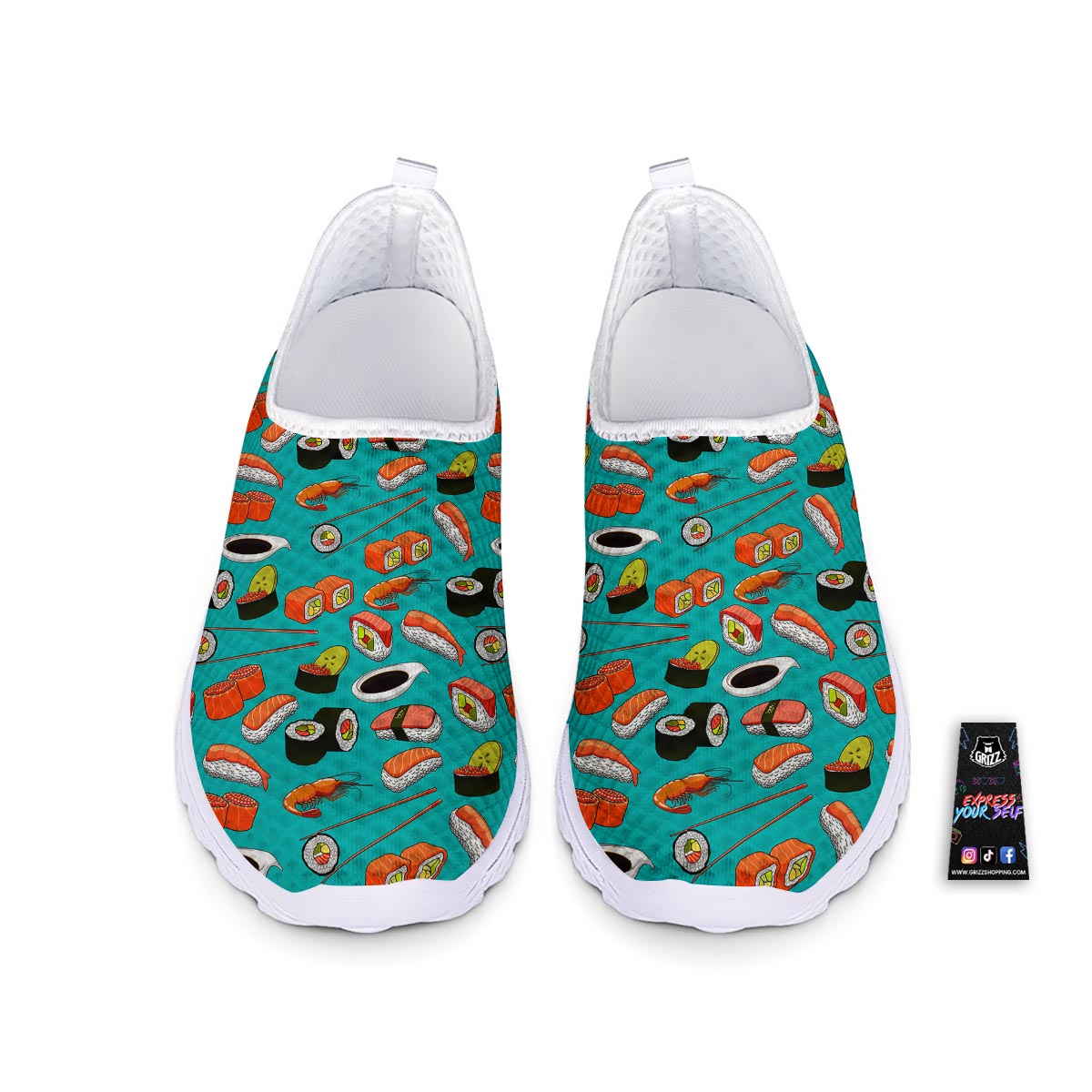 Rolls And Salmon Sushi Print Pattern Nurse Shoes-grizzshop