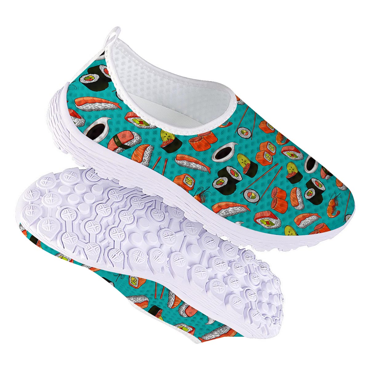 Rolls And Salmon Sushi Print Pattern Nurse Shoes-grizzshop