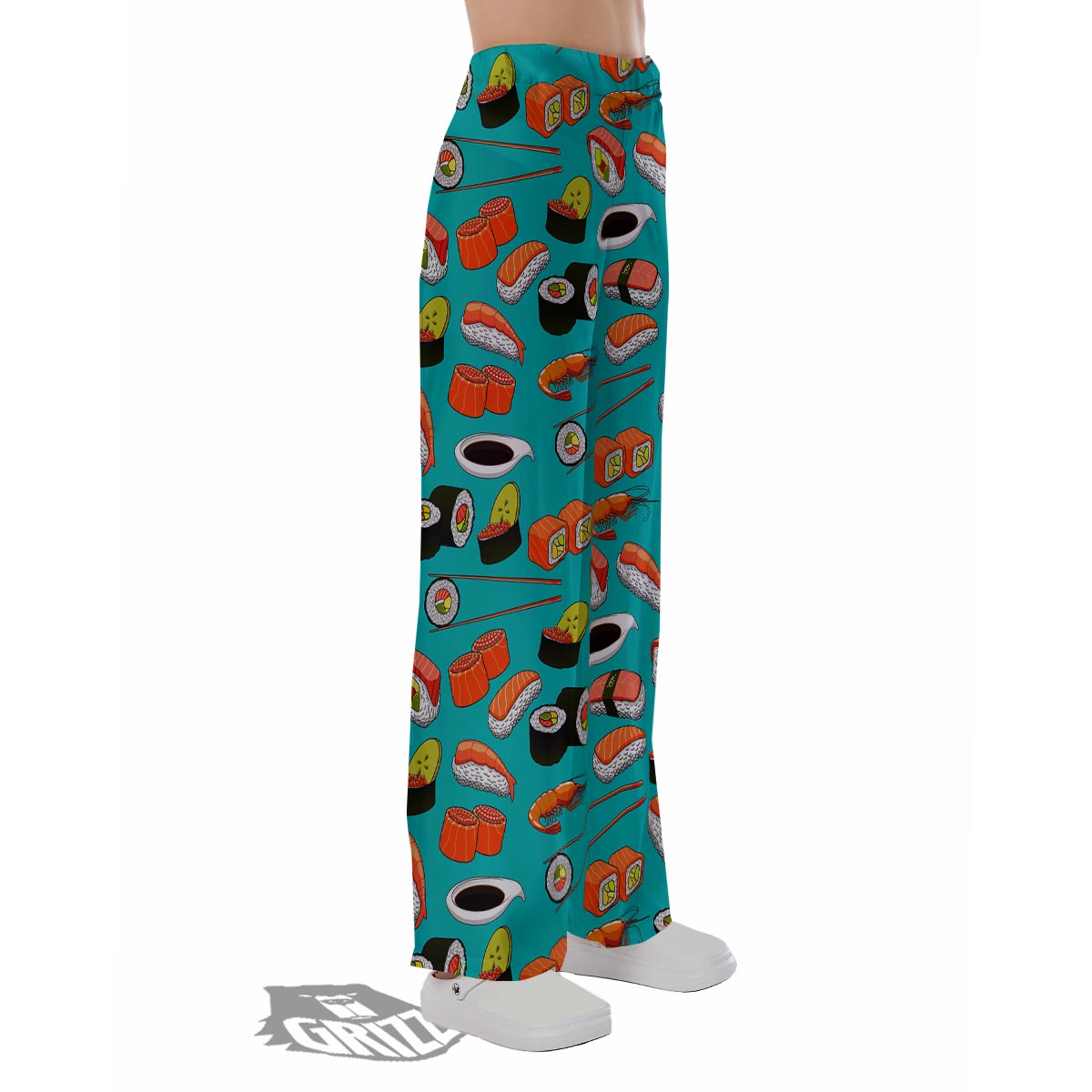 Rolls And Salmon Sushi Print Pattern Pajama Pants-grizzshop