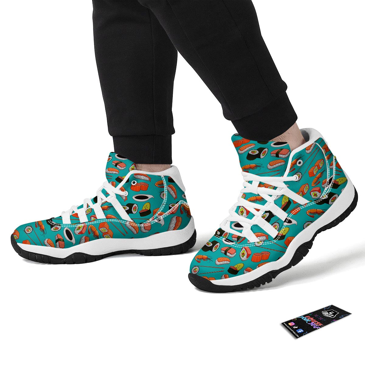 Rolls And Salmon Sushi Print Pattern White Bball Shoes-grizzshop